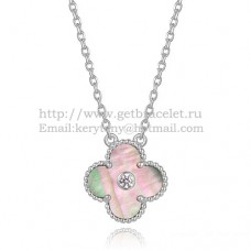 Van Cleef Arpels Alhambra hanger wit goud met grijze parelmoer ronde diamanten