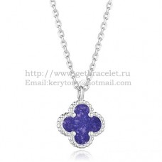 Van Cleef Arpels Sweet Alhambra Hanger Witgoud met Lapis Steen Parelmoer 9mm