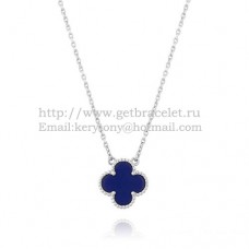 Van Cleef Arpels Alhambra Hanger Witgoud met Lapis Steen Parelmoer 15mm