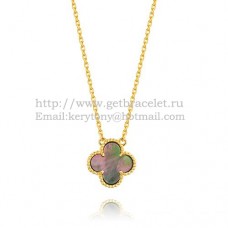 Van Cleef Arpels Alhambra Hanger Geel Goud Kleurrijk Parelmoer 15mm