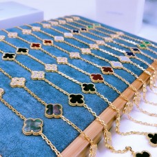 Van Cleef Arpels Alhambra lange ketting 20 motieven Parelmoer met diamant Meer kleur