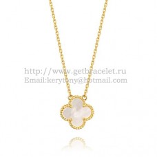 Van Cleef Arpels Alhambra Hanger Geel Goud Wit Parelmoer 15mm