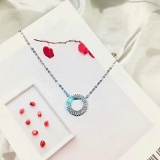 Tiffany cirkel hanger versierde edelstenen zilver/14K geel gouden ketting sieraden Valentijn cadeau