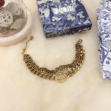 Christian Dior30 Montaigne antiek koperen CD-logo cirkelvormige hangerarmband met meerdere schakels