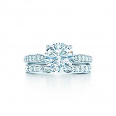 Tiffany Harmony dubbele rij diamanten 925 sterling zilveren verlovingsring