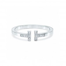 Tiffany Co. Tiffany Double T verharde diamanten vierkante ringent armband sterling zilver verkoop