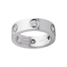 Cartier liefdesring in witgoud bezet met 6 diamanten
